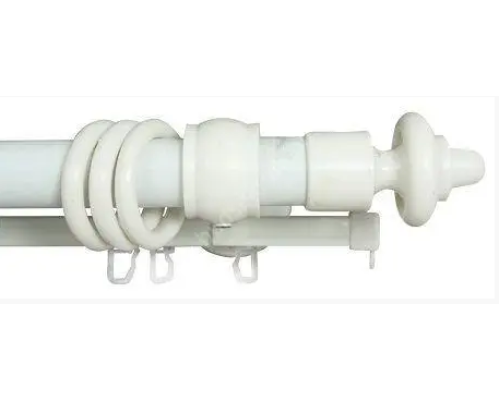 Карниз трубчатый металлопластиковый Белый двойной толщина 28мм с пластиковой фурнитуррой купить по цене 280 грн