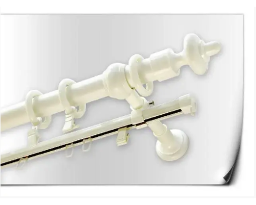 Карниз трубчатый металлопластиковый Белый двойной толщина 28мм с пластиковой фурнитуррой купить по цене 280 грн