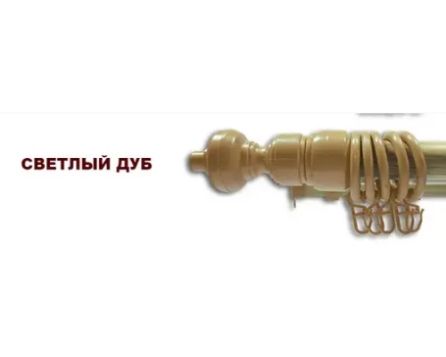 Карниз трубчатый металлопластиковый Светлый дуб двойной толщина 28мм с пластиковой фурнитуррой купить по цене 280 грн