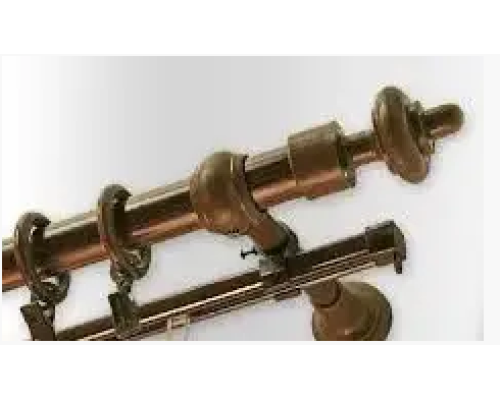 Карниз трубчатый металлопластиковый Орех двойной толщина 28мм с пластиковой фурнитуррой купить по цене 280 грн