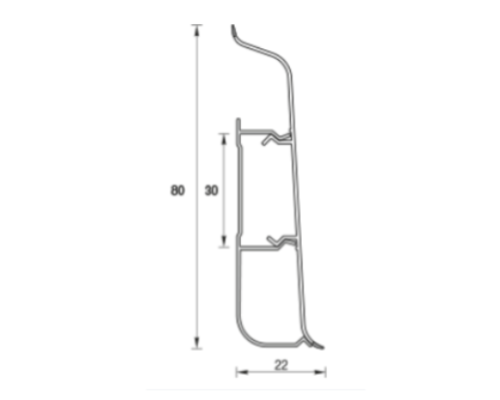 Плінтус підлоговий “Система” Колір Венге Темний, розміри 2200х80х22мм купити по ціні 53 грн