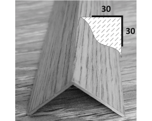 Ламинированный декоративный угол для пола открытого монтажа, ширина 30мм х 30мм (П-34) купить по цене 130 грн