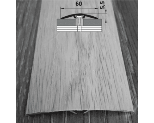 Ламінований декоративний поріг для підлоги прихованого монтажу, ширина 60 мм х 5,5мм (П-33) купити по ціні 130 грн