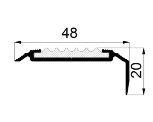 Алюминиевый порог угловой с антискользовой резиновой вставкой купить по цене 110 грн